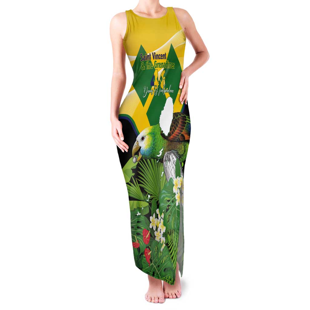 Personalized Saint Vincent and the Grenadines Tank Maxi Dress Amazona Guildingii 46 Years Of Independence - Wonder Print Shop