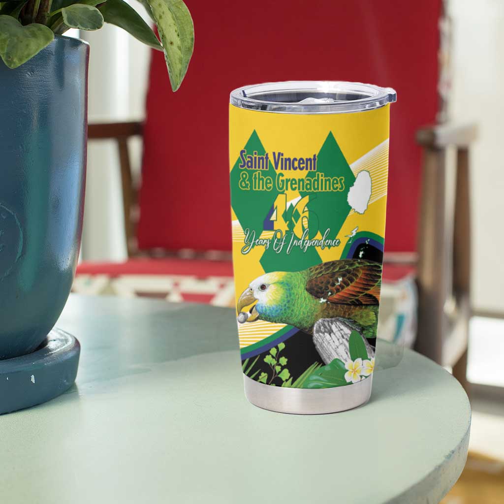Personalized Saint Vincent and the Grenadines Tumbler Cup Amazona Guildingii 46 Years Of Independence - Wonder Print Shop