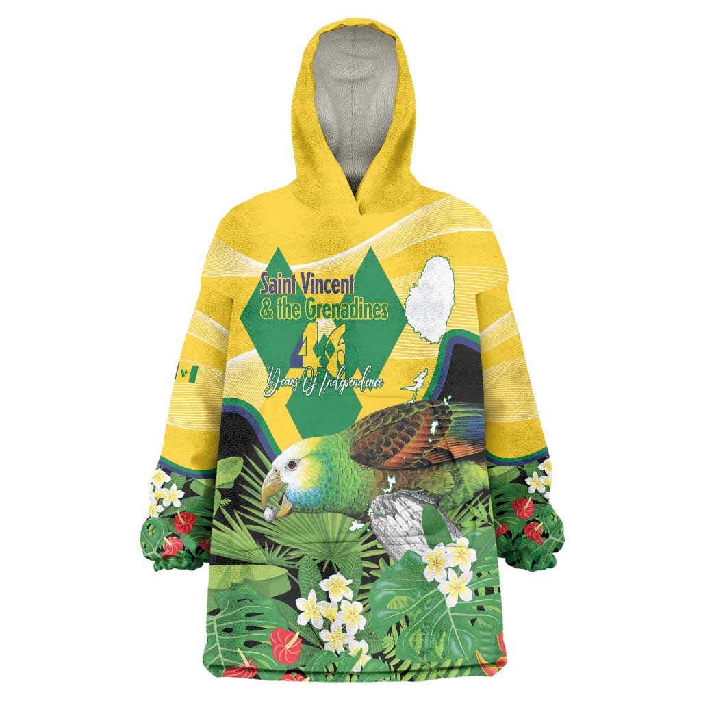 Personalized Saint Vincent and the Grenadines Wearable Blanket Hoodie Amazona Guildingii 46 Years Of Independence - Wonder Print Shop