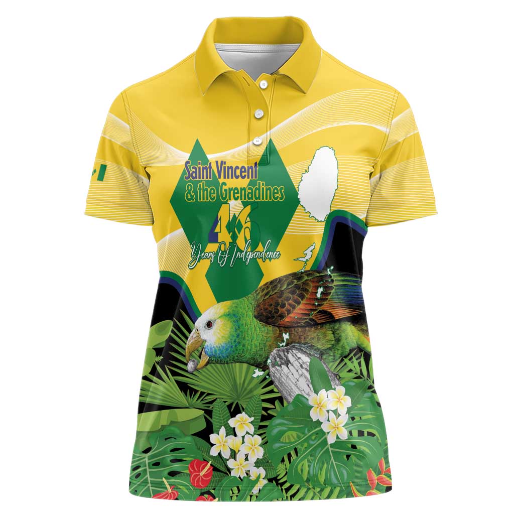 Personalized Saint Vincent and the Grenadines Women Polo Shirt Amazona Guildingii 46 Years Of Independence - Wonder Print Shop
