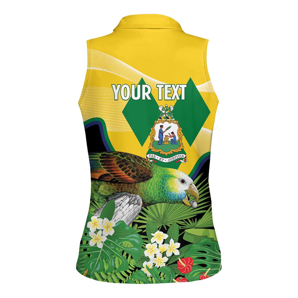 Personalized Saint Vincent and the Grenadines Women Sleeveless Polo Shirt Amazona Guildingii 46 Years Of Independence - Wonder Print Shop