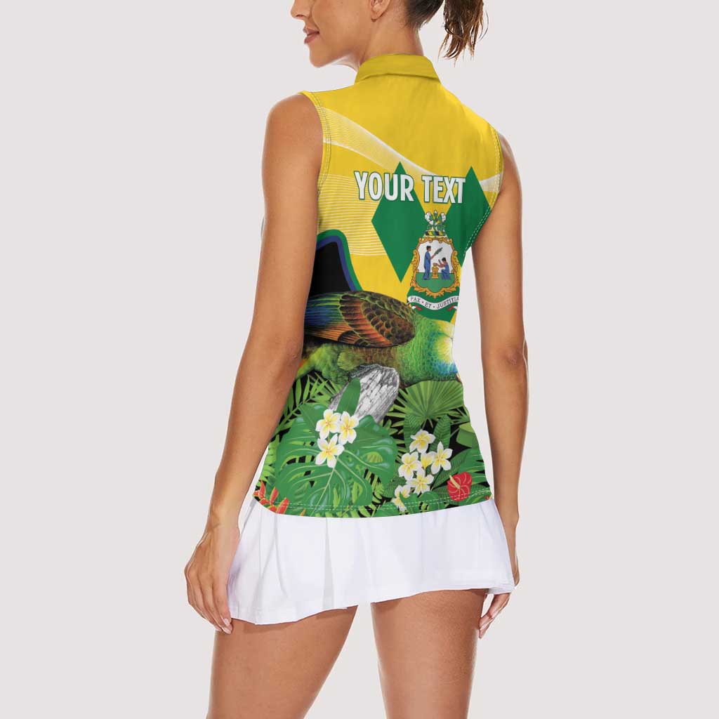 Personalized Saint Vincent and the Grenadines Women Sleeveless Polo Shirt Amazona Guildingii 46 Years Of Independence - Wonder Print Shop