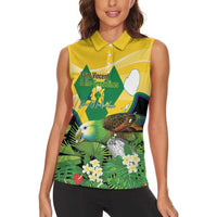 Personalized Saint Vincent and the Grenadines Women Sleeveless Polo Shirt Amazona Guildingii 46 Years Of Independence - Wonder Print Shop