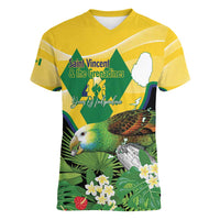 Personalized Saint Vincent and the Grenadines Women V-Neck T-Shirt Amazona Guildingii 46 Years Of Independence - Wonder Print Shop