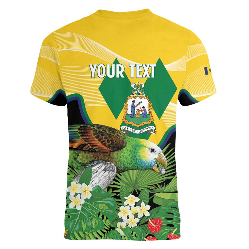 Personalized Saint Vincent and the Grenadines Women V-Neck T-Shirt Amazona Guildingii 46 Years Of Independence - Wonder Print Shop