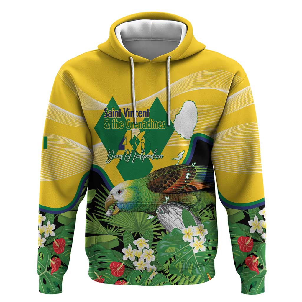Personalized Saint Vincent and the Grenadines Zip Hoodie Amazona Guildingii 46 Years Of Independence - Wonder Print Shop