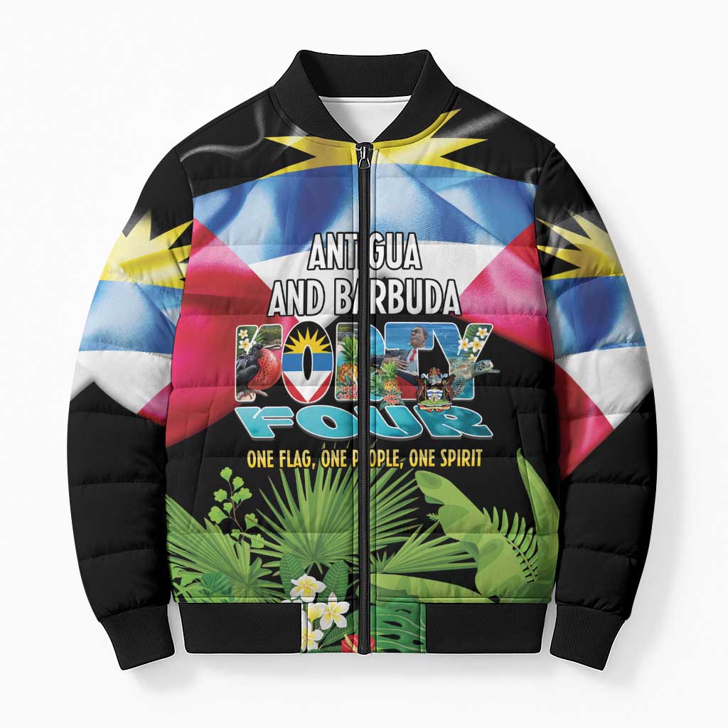 Antigua and Barbuda Independence Day Bomber Puffer Jacket 44th Anniversary One Flag One People One Spirit - Wonder Print Shop