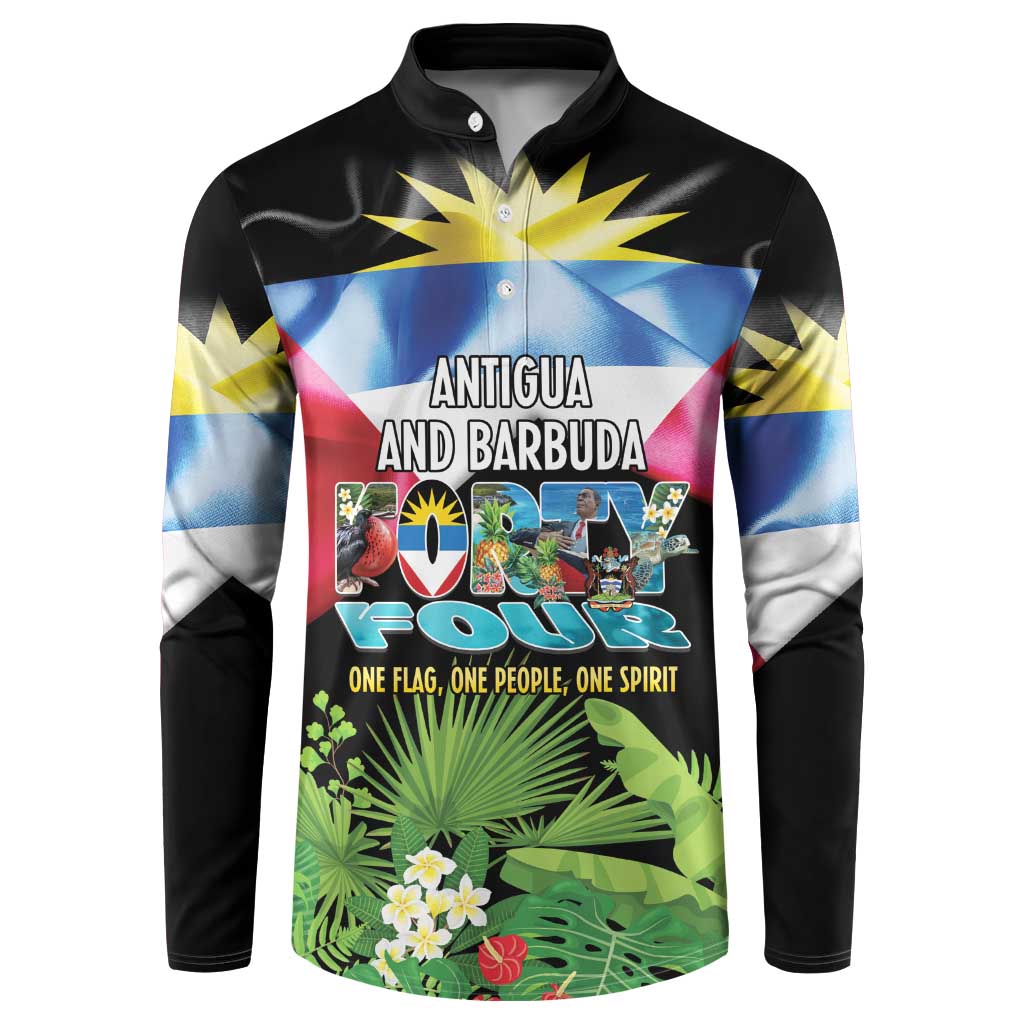 Antigua and Barbuda Independence Day Button Sweatshirt 44th Anniversary One Flag One People One Spirit - Wonder Print Shop