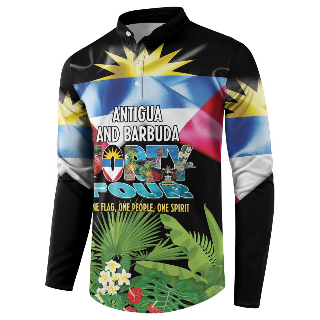 Antigua and Barbuda Independence Day Button Sweatshirt 44th Anniversary One Flag One People One Spirit - Wonder Print Shop