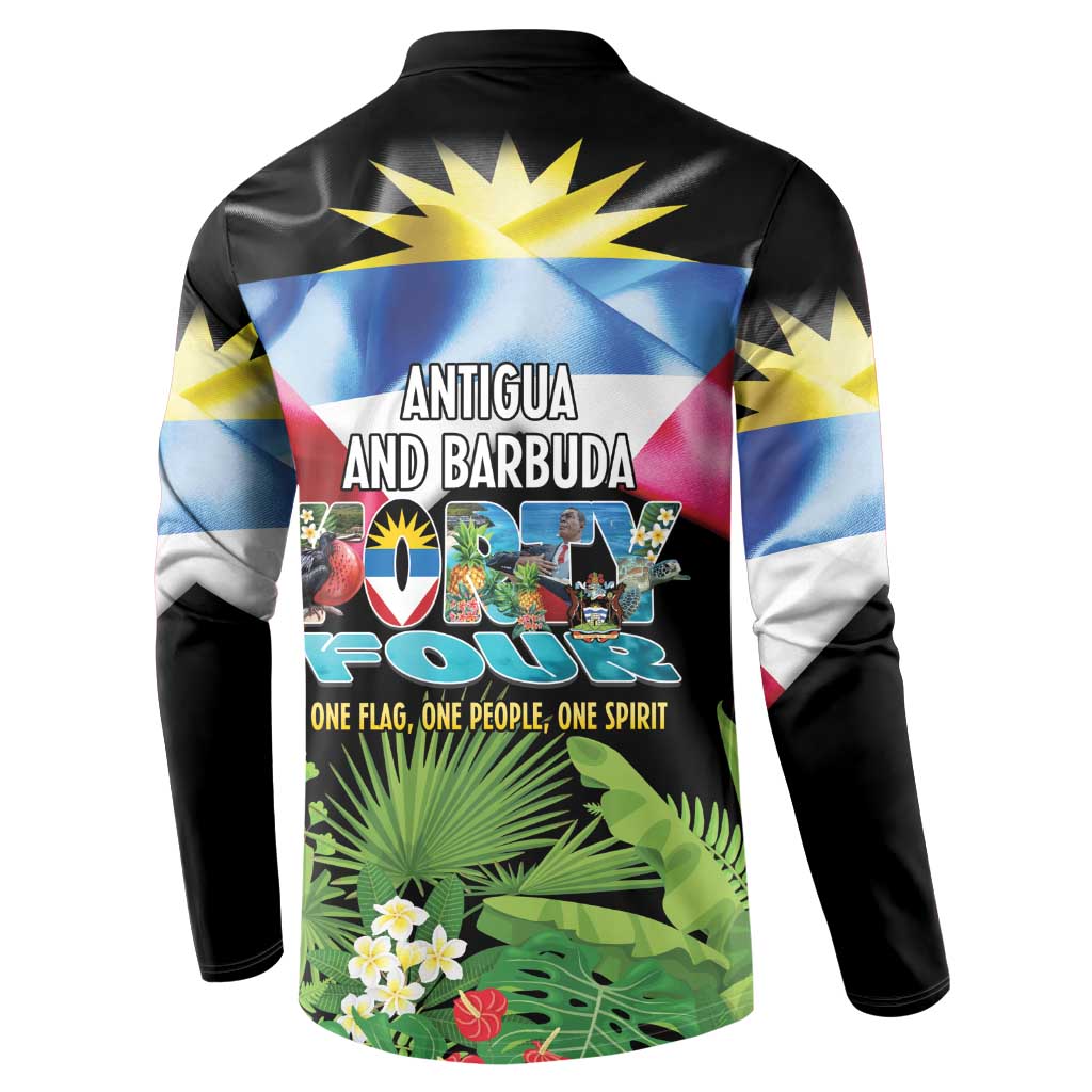 Antigua and Barbuda Independence Day Button Sweatshirt 44th Anniversary One Flag One People One Spirit - Wonder Print Shop