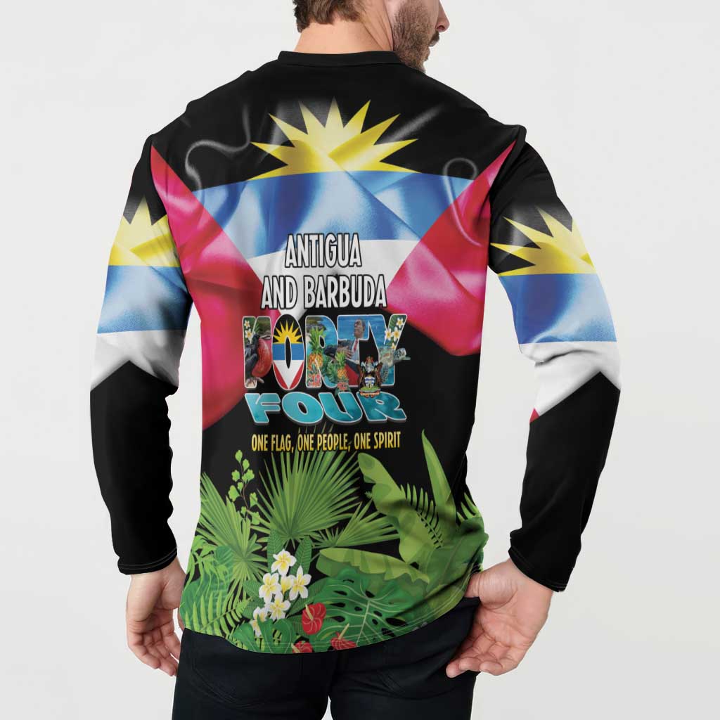 Antigua and Barbuda Independence Day Button Sweatshirt 44th Anniversary One Flag One People One Spirit - Wonder Print Shop