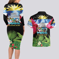 Antigua and Barbuda Independence Day Couples Matching Long Sleeve Bodycon Dress and Hawaiian Shirt 44th Anniversary One Flag One People One Spirit - Wonder Print Shop