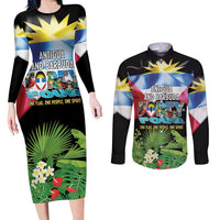 Antigua and Barbuda Independence Day Couples Matching Long Sleeve Bodycon Dress and Long Sleeve Button Shirt 44th Anniversary One Flag One People One Spirit - Wonder Print Shop