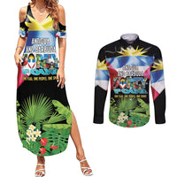 Antigua and Barbuda Independence Day Couples Matching Summer Maxi Dress and Long Sleeve Button Shirt 44th Anniversary One Flag One People One Spirit - Wonder Print Shop