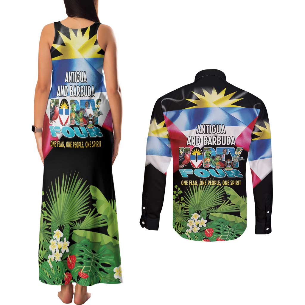 Antigua and Barbuda Independence Day Couples Matching Tank Maxi Dress and Long Sleeve Button Shirt 44th Anniversary One Flag One People One Spirit - Wonder Print Shop