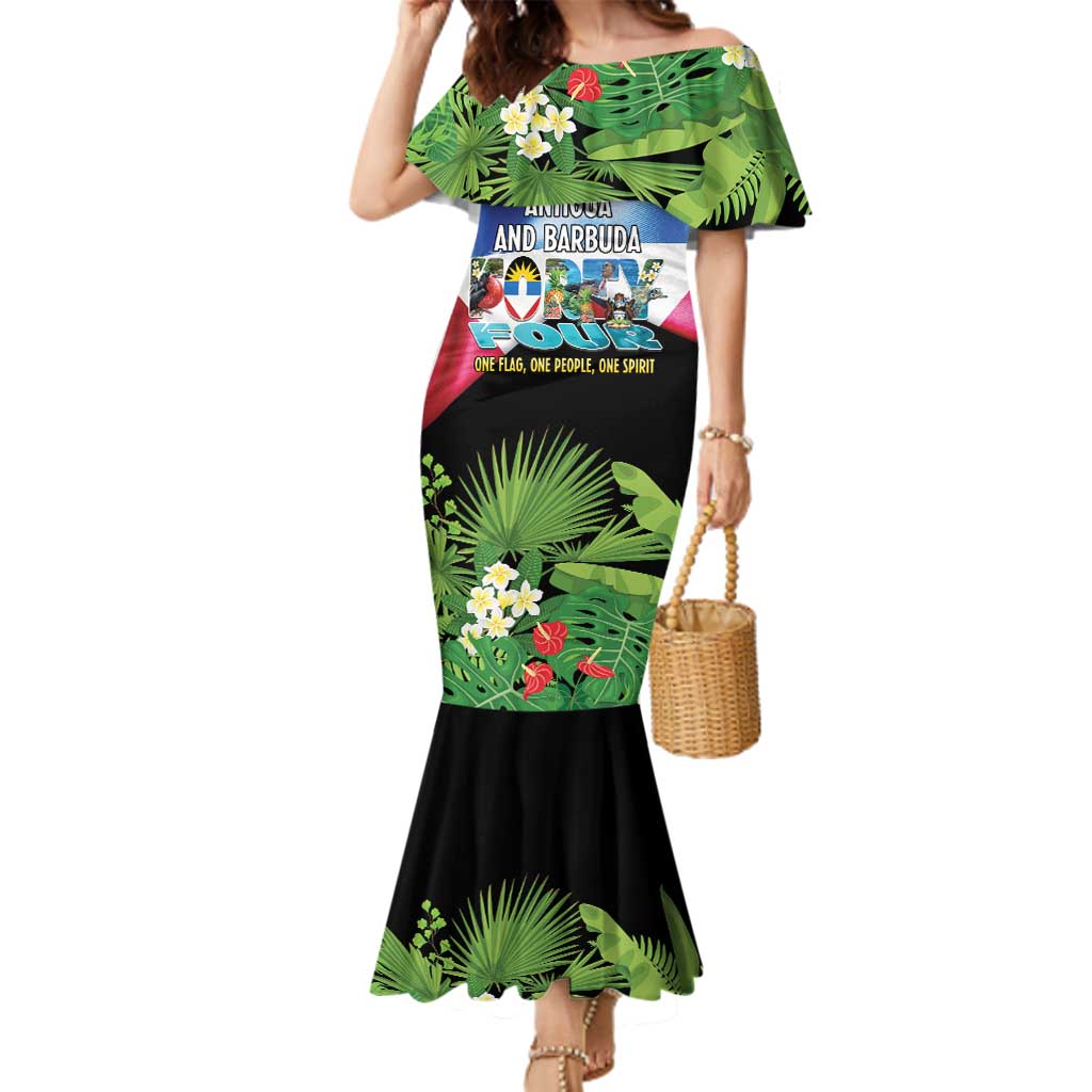 Antigua and Barbuda Independence Day Family Matching Mermaid Dress and Hawaiian Shirt 44th Anniversary One Flag One People One Spirit - Wonder Print Shop