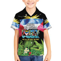 Antigua and Barbuda Independence Day Family Matching Off The Shoulder Long Sleeve Dress and Hawaiian Shirt 44th Anniversary One Flag One People One Spirit - Wonder Print Shop