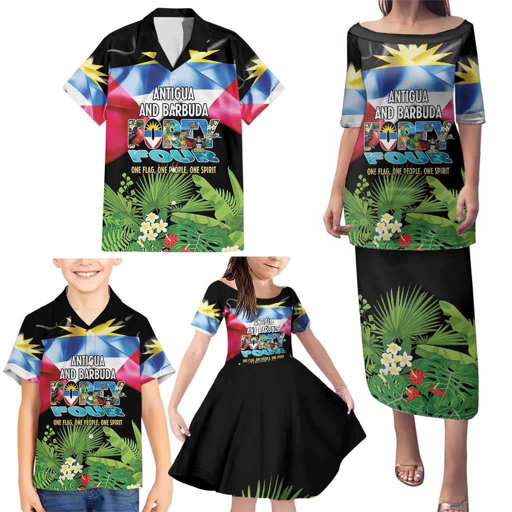 Antigua and Barbuda Independence Day Family Matching Puletasi and Hawaiian Shirt 44th Anniversary One Flag One People One Spirit - Wonder Print Shop