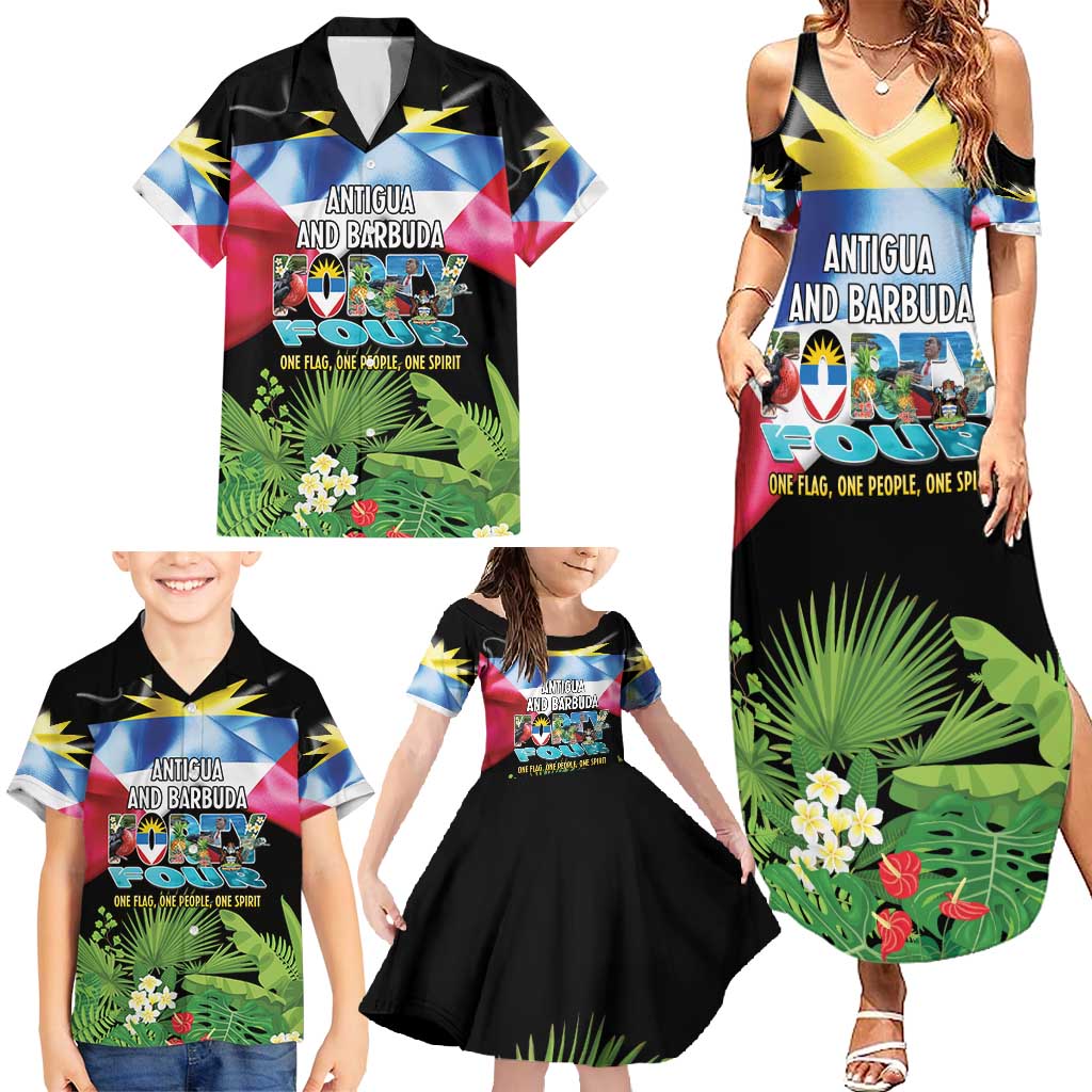 Antigua and Barbuda Independence Day Family Matching Summer Maxi Dress and Hawaiian Shirt 44th Anniversary One Flag One People One Spirit - Wonder Print Shop