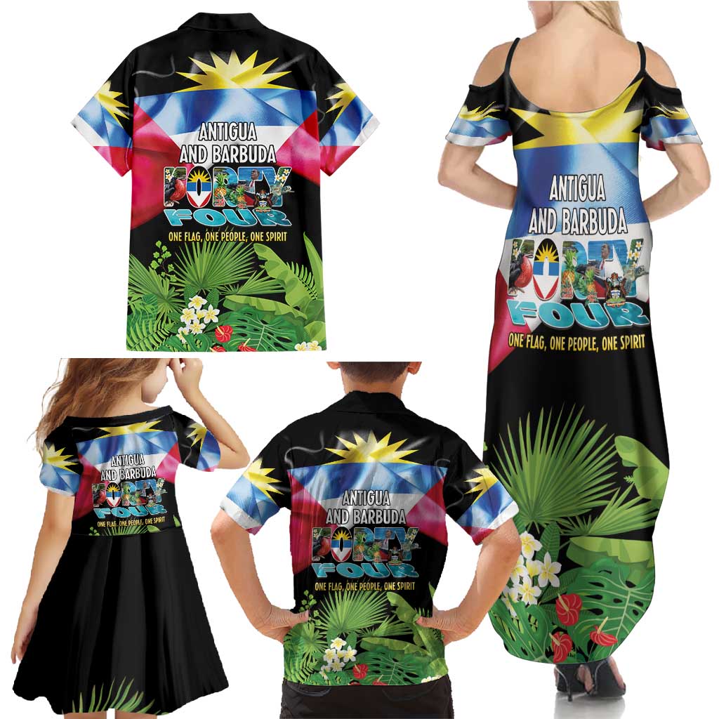 Antigua and Barbuda Independence Day Family Matching Summer Maxi Dress and Hawaiian Shirt 44th Anniversary One Flag One People One Spirit - Wonder Print Shop