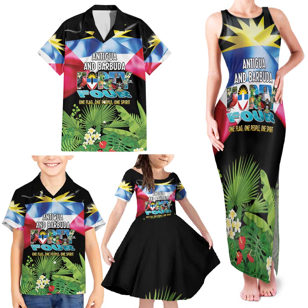 Antigua and Barbuda Independence Day Family Matching Tank Maxi Dress and Hawaiian Shirt 44th Anniversary One Flag One People One Spirit - Wonder Print Shop
