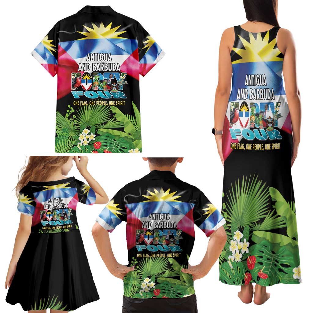 Antigua and Barbuda Independence Day Family Matching Tank Maxi Dress and Hawaiian Shirt 44th Anniversary One Flag One People One Spirit - Wonder Print Shop