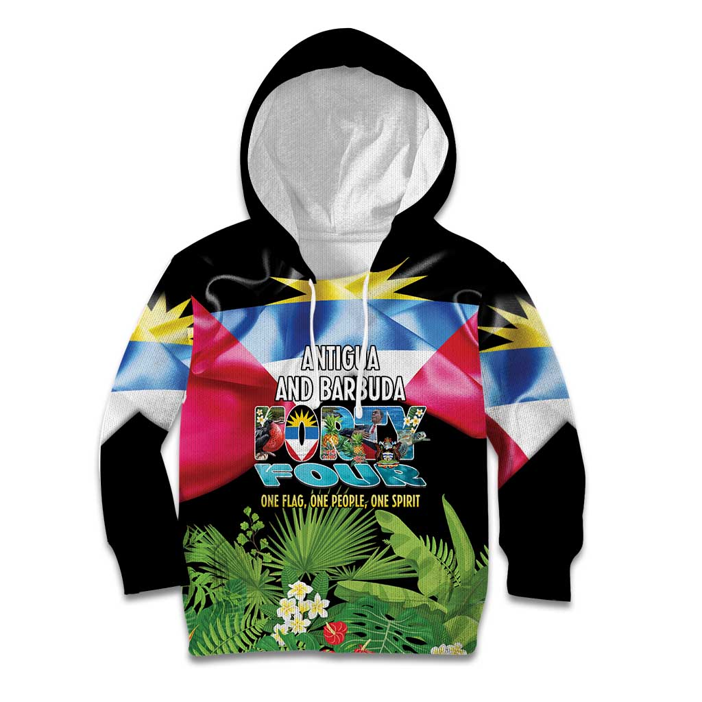 Antigua and Barbuda Independence Day Kid Hoodie 44th Anniversary One Flag One People One Spirit - Wonder Print Shop