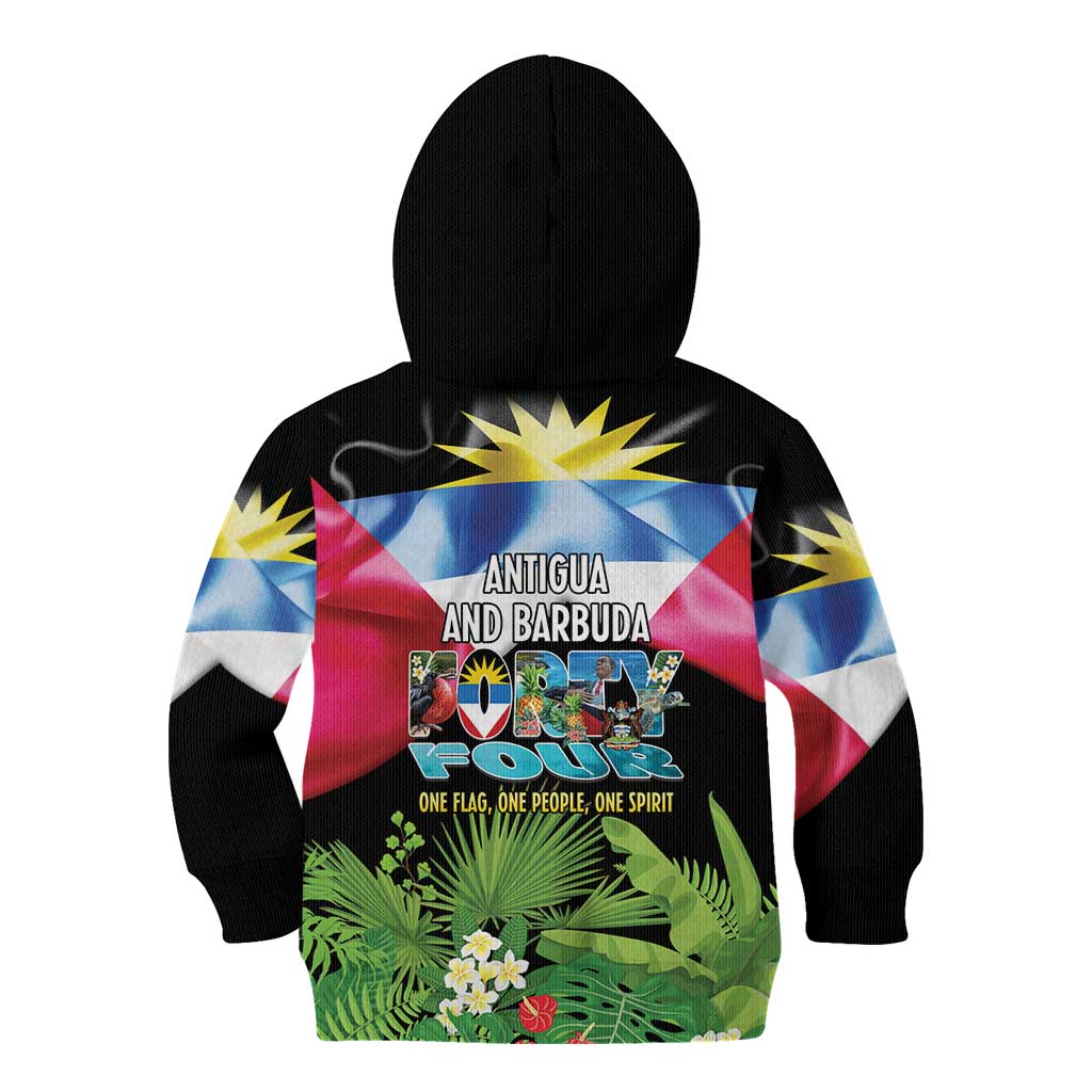 Antigua and Barbuda Independence Day Kid Hoodie 44th Anniversary One Flag One People One Spirit - Wonder Print Shop