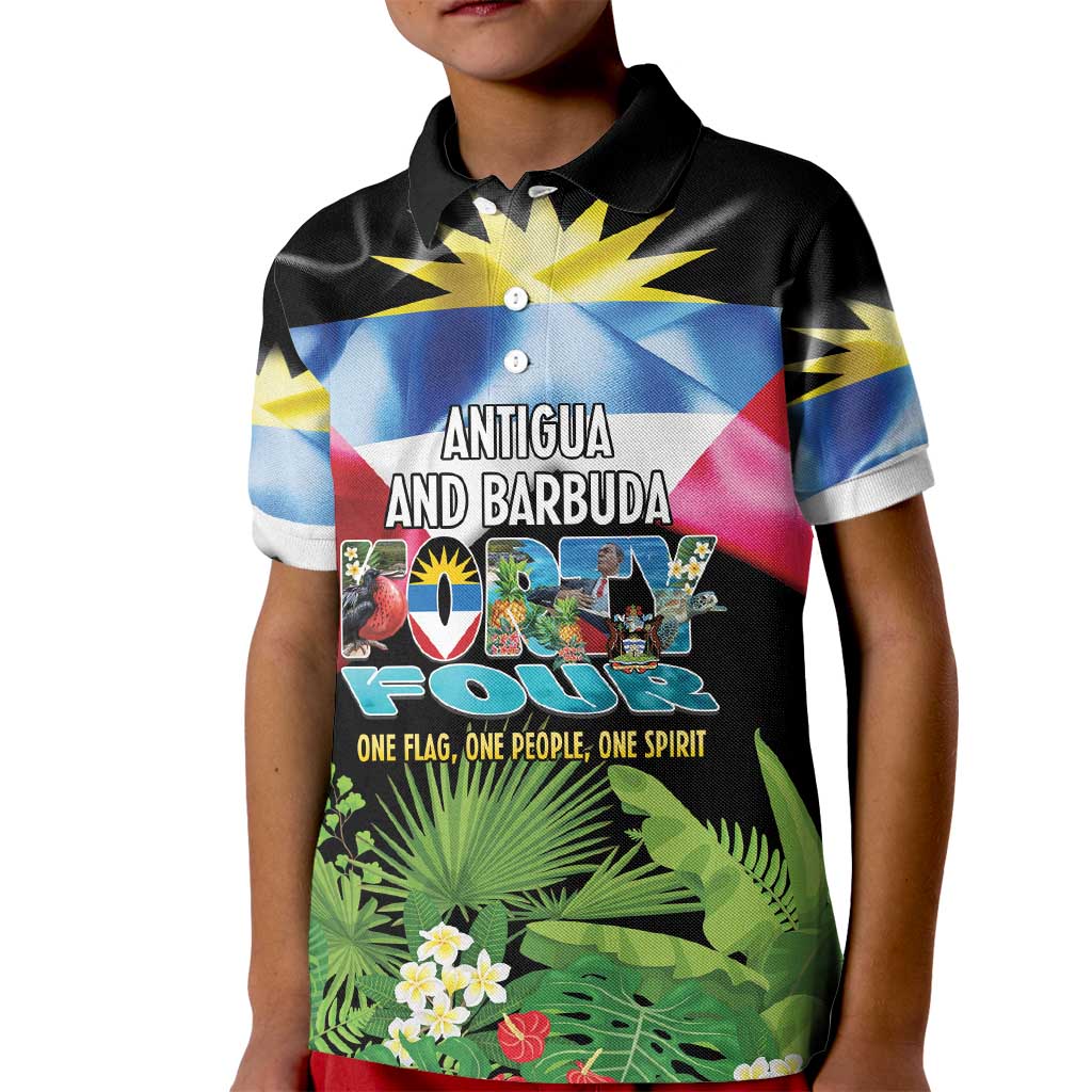 Antigua and Barbuda Independence Day Kid Polo Shirt 44th Anniversary One Flag One People One Spirit - Wonder Print Shop