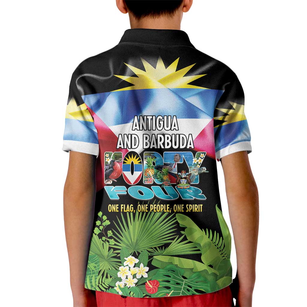 Antigua and Barbuda Independence Day Kid Polo Shirt 44th Anniversary One Flag One People One Spirit - Wonder Print Shop