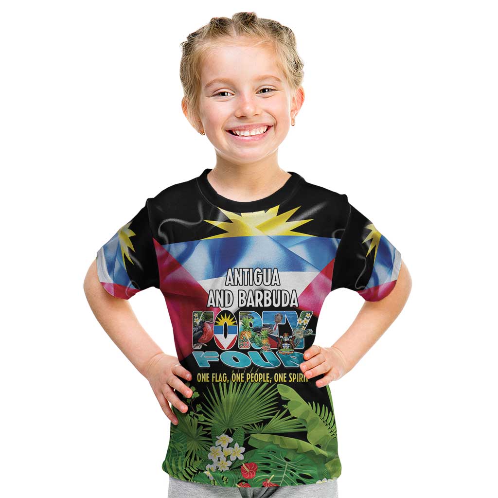 Antigua and Barbuda Independence Day Kid T Shirt 44th Anniversary One Flag One People One Spirit - Wonder Print Shop