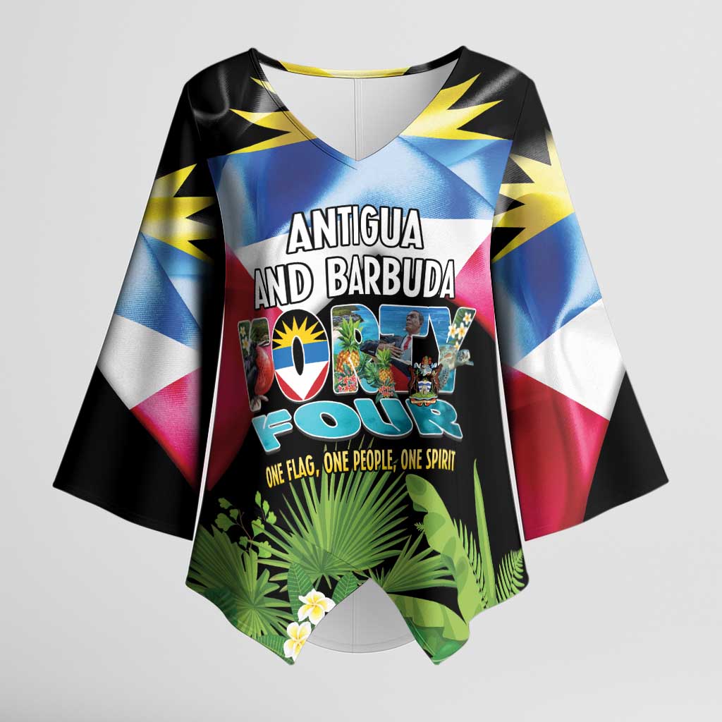 Antigua and Barbuda Independence Day Kimono Sleeve Blouse 44th Anniversary One Flag One People One Spirit - Wonder Print Shop