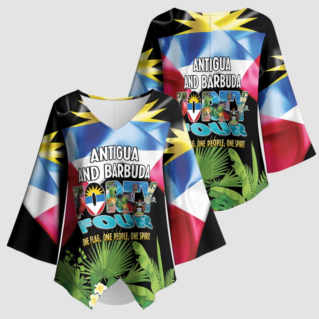 Antigua and Barbuda Independence Day Kimono Sleeve Blouse 44th Anniversary One Flag One People One Spirit - Wonder Print Shop