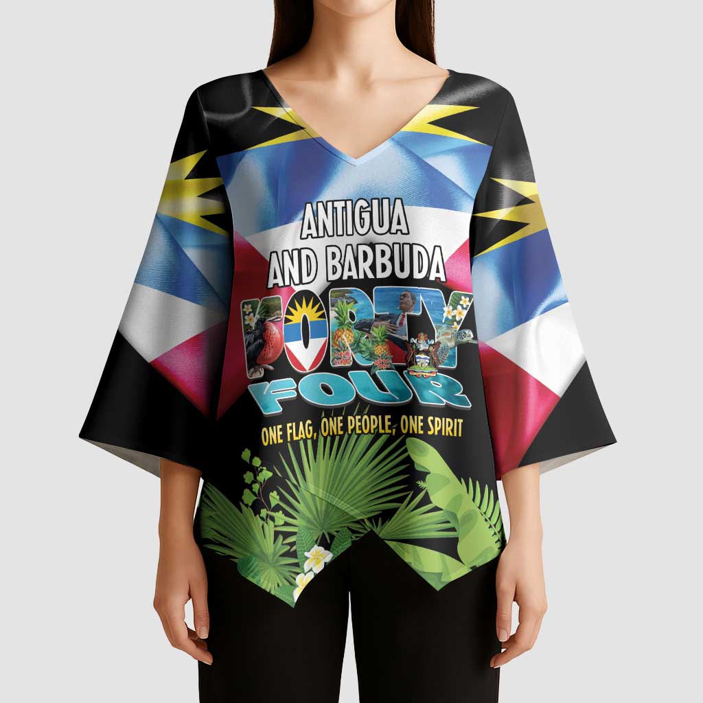 Antigua and Barbuda Independence Day Kimono Sleeve Blouse 44th Anniversary One Flag One People One Spirit - Wonder Print Shop