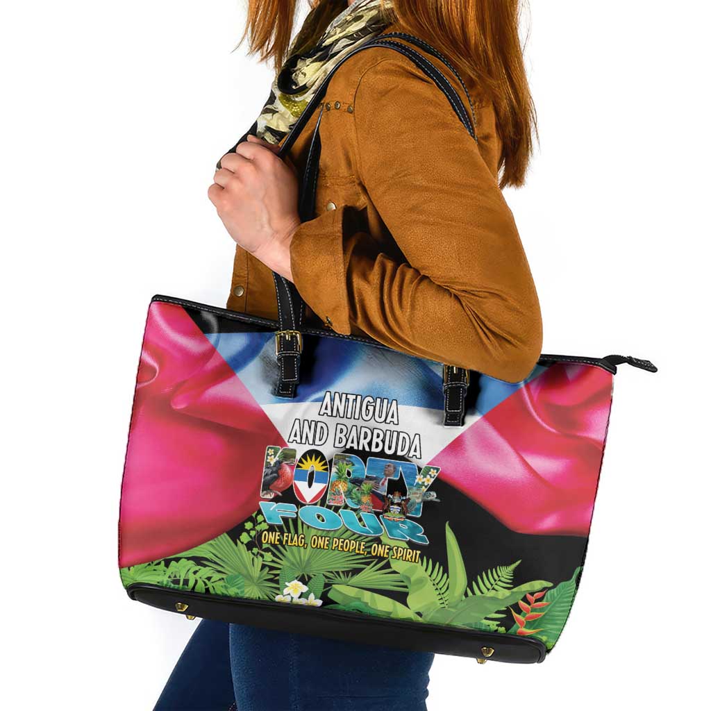 Antigua and Barbuda Independence Day Leather Tote Bag 44th Anniversary One Flag One People One Spirit - Wonder Print Shop