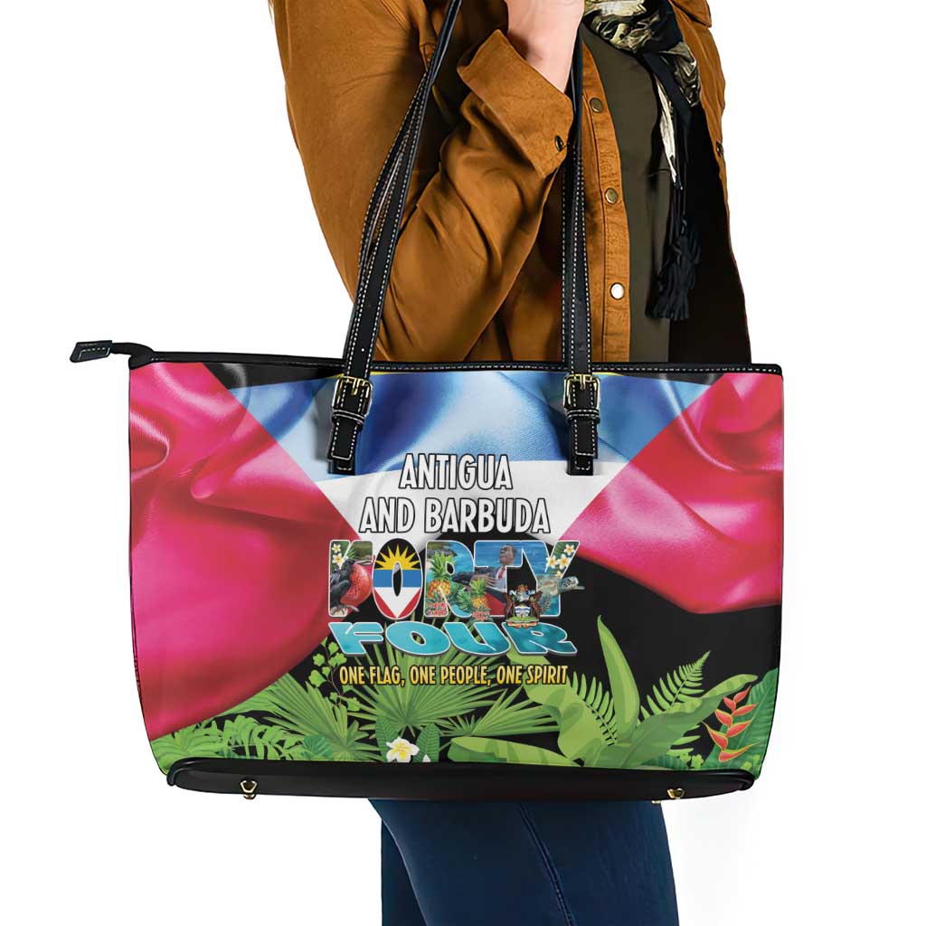 Antigua and Barbuda Independence Day Leather Tote Bag 44th Anniversary One Flag One People One Spirit - Wonder Print Shop