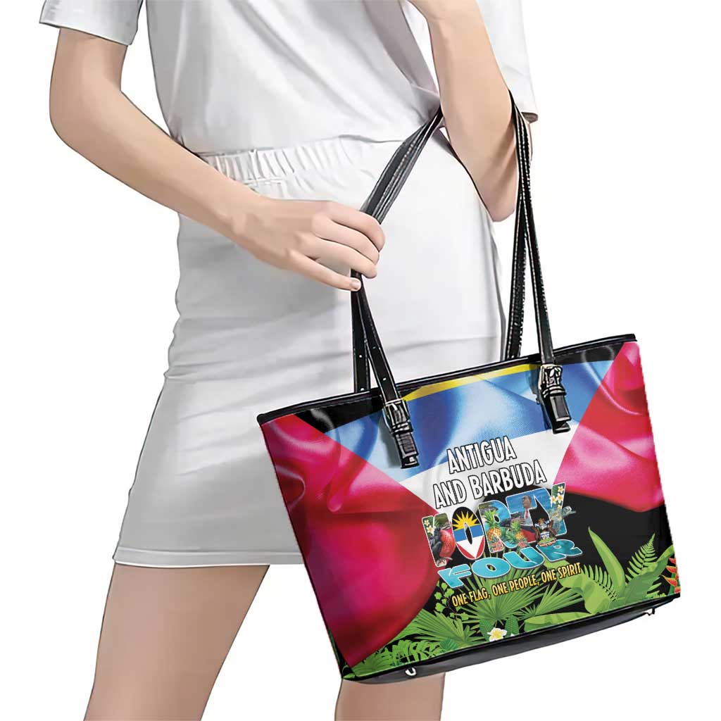Antigua and Barbuda Independence Day Leather Tote Bag 44th Anniversary One Flag One People One Spirit - Wonder Print Shop