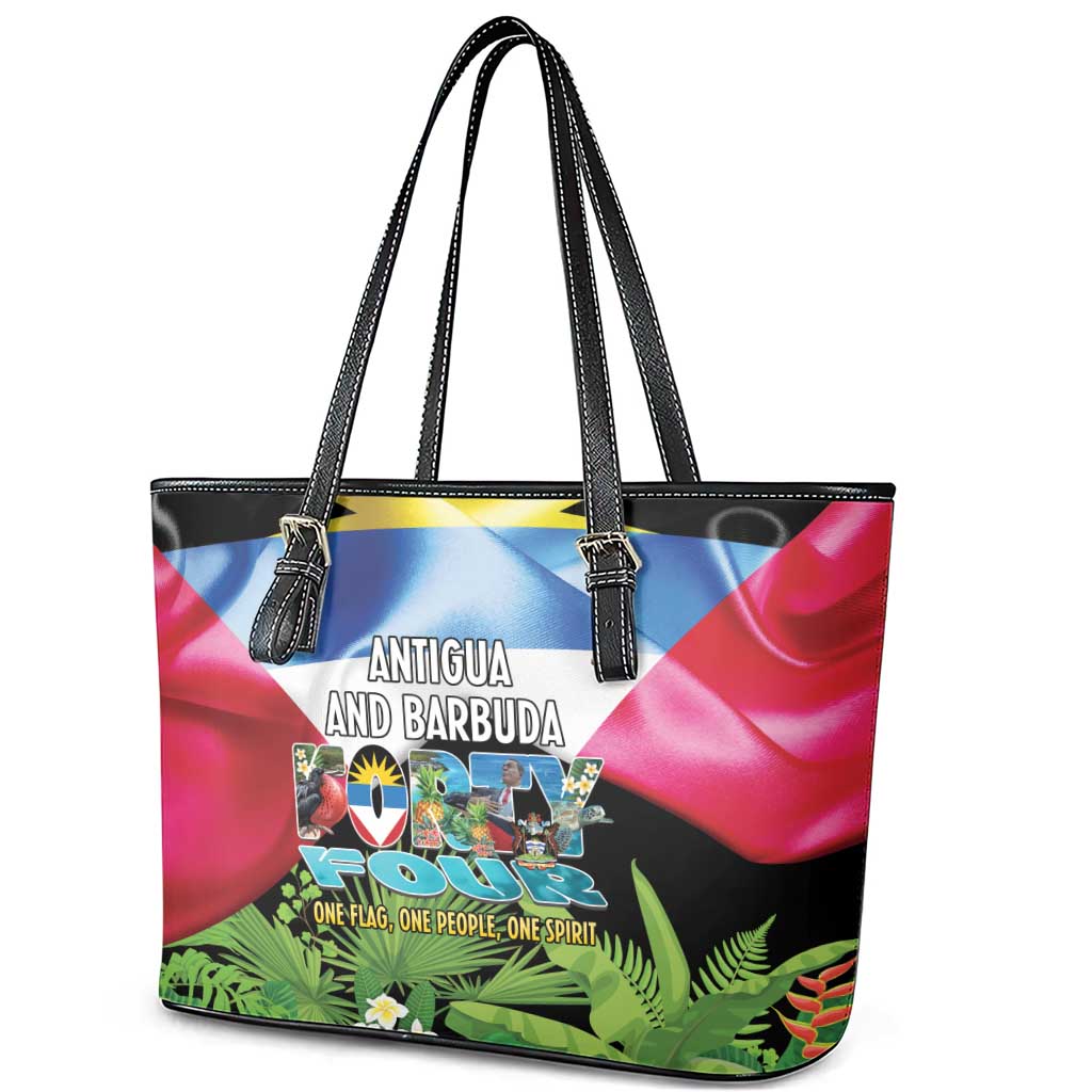 Antigua and Barbuda Independence Day Leather Tote Bag 44th Anniversary One Flag One People One Spirit - Wonder Print Shop