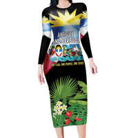 Antigua and Barbuda Independence Day Long Sleeve Bodycon Dress 44th Anniversary One Flag One People One Spirit - Wonder Print Shop