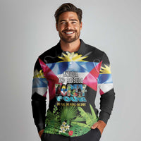 Antigua and Barbuda Independence Day Long Sleeve Polo Shirt 44th Anniversary One Flag One People One Spirit - Wonder Print Shop