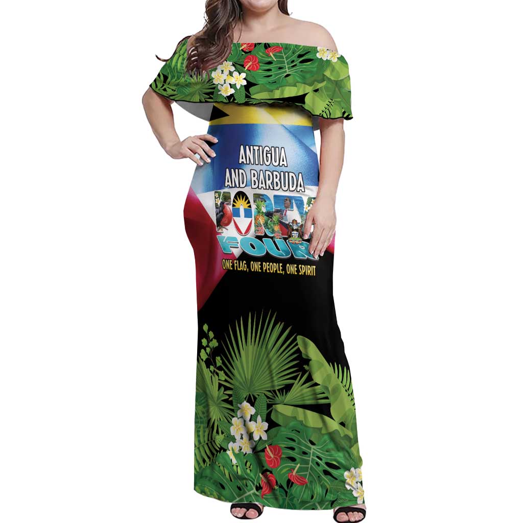 Antigua and Barbuda Independence Day Off Shoulder Maxi Dress 44th Anniversary One Flag One People One Spirit - Wonder Print Shop