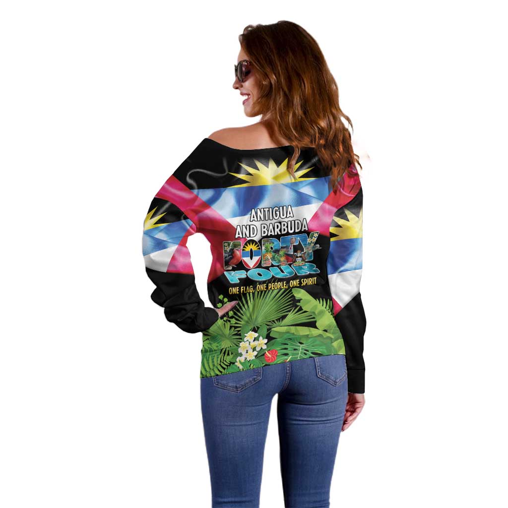 Antigua and Barbuda Independence Day Off Shoulder Sweater 44th Anniversary One Flag One People One Spirit - Wonder Print Shop