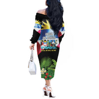 Antigua and Barbuda Independence Day Off The Shoulder Long Sleeve Dress 44th Anniversary One Flag One People One Spirit - Wonder Print Shop