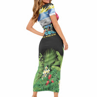 Antigua and Barbuda Independence Day Short Sleeve Bodycon Dress 45th Anniversary One Flag One People One Spirit LT14