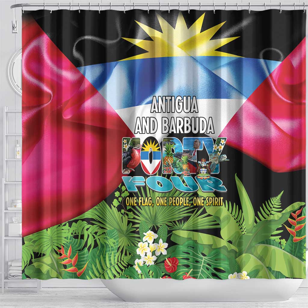Antigua and Barbuda Independence Day Shower Curtain 44th Anniversary One Flag One People One Spirit - Wonder Print Shop
