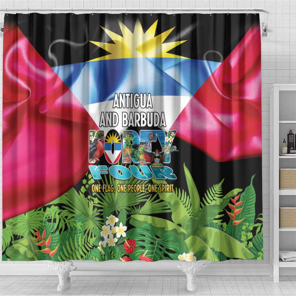 Antigua and Barbuda Independence Day Shower Curtain 44th Anniversary One Flag One People One Spirit - Wonder Print Shop