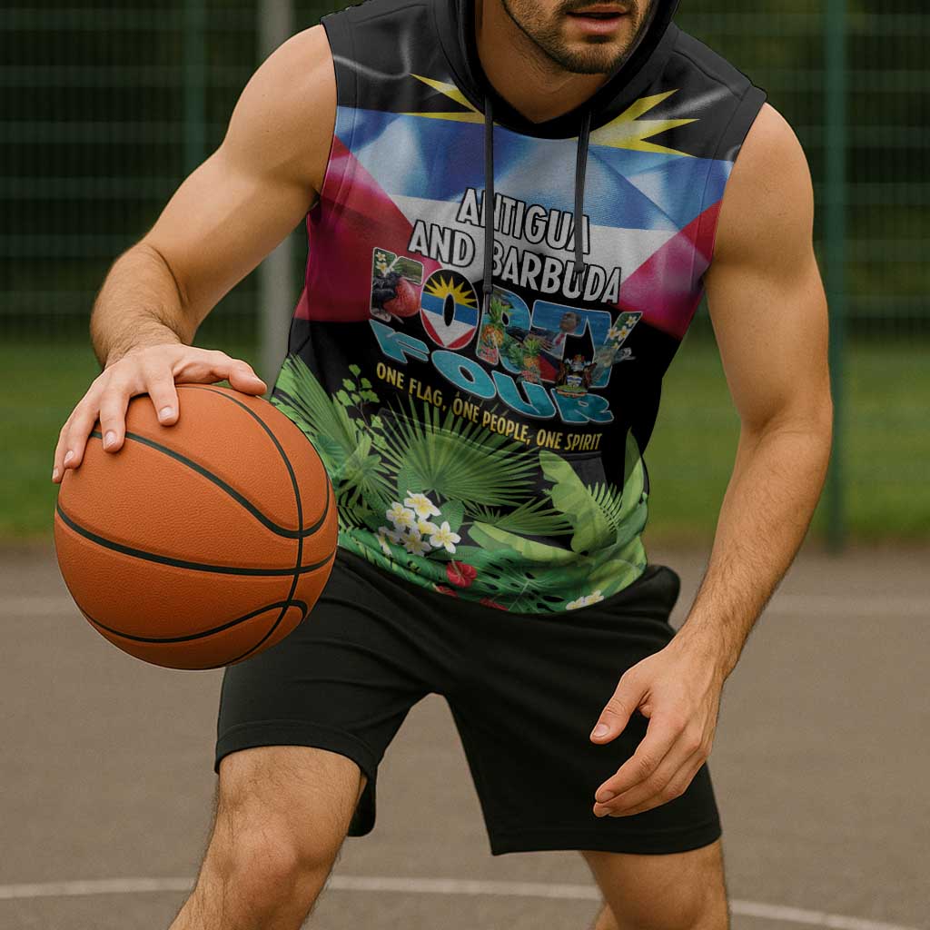 Antigua and Barbuda Independence Day Sleeveless Hoodie 44th Anniversary One Flag One People One Spirit - Wonder Print Shop