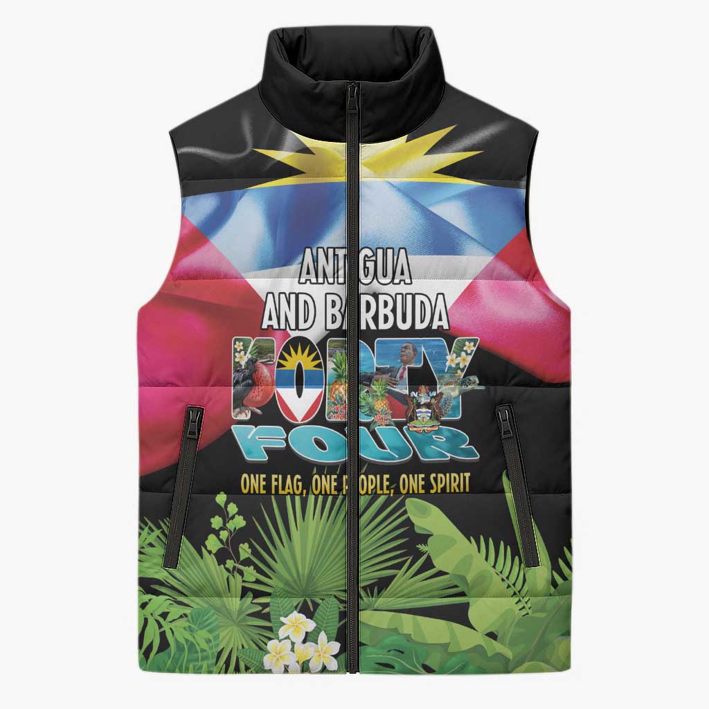 Antigua and Barbuda Independence Day Sleeveless Puffer Jacket 44th Anniversary One Flag One People One Spirit - Wonder Print Shop