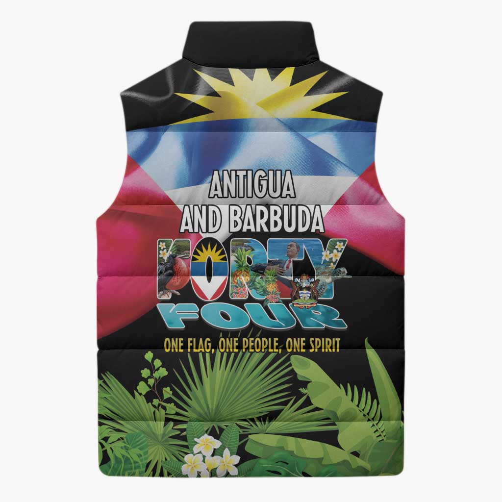 Antigua and Barbuda Independence Day Sleeveless Puffer Jacket 44th Anniversary One Flag One People One Spirit - Wonder Print Shop