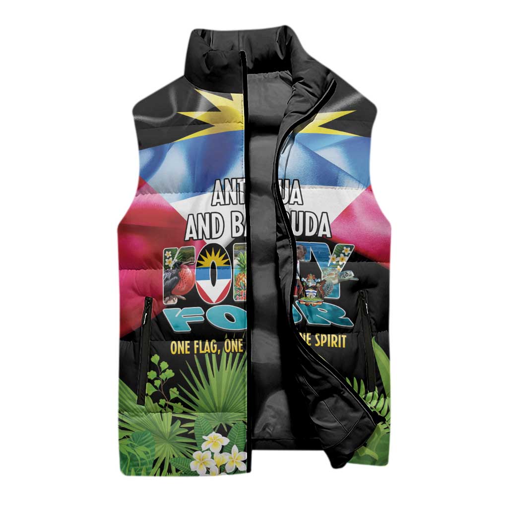 Antigua and Barbuda Independence Day Sleeveless Puffer Jacket 44th Anniversary One Flag One People One Spirit - Wonder Print Shop